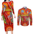 Personalised Sunnies NAIDOC Week 2024 Couples Matching Long Sleeve Bodycon Dress and Long Sleeve Button Shirt Aussie Aboriginal Art