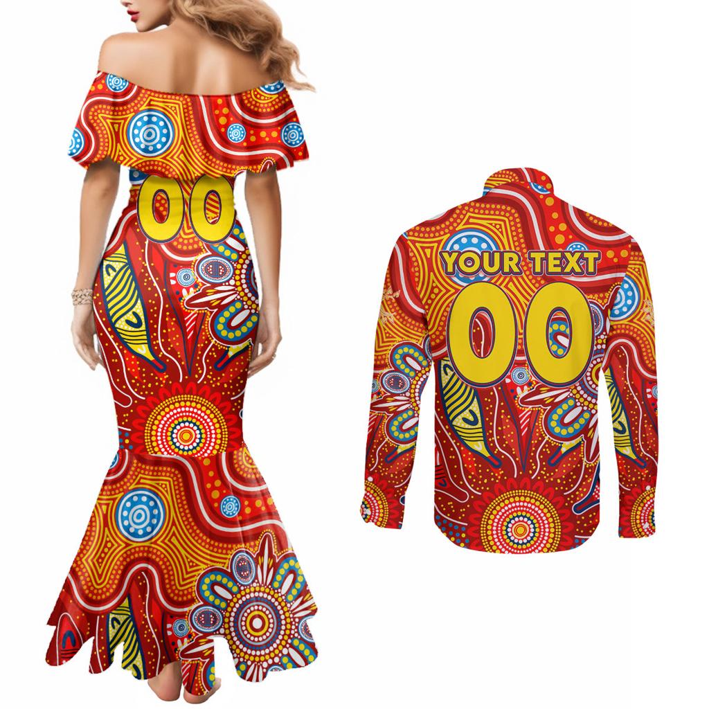 Personalised Sunnies NAIDOC Week 2024 Couples Matching Mermaid Dress and Long Sleeve Button Shirt Aussie Aboriginal Art