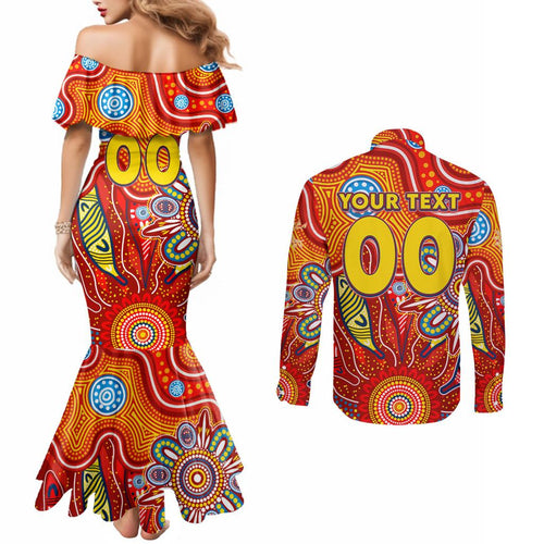 Personalised Sunnies NAIDOC Week 2024 Couples Matching Mermaid Dress and Long Sleeve Button Shirt Aussie Aboriginal Art
