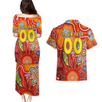 Personalised Sunnies NAIDOC Week 2024 Couples Matching Puletasi and Hawaiian Shirt Aussie Aboriginal Art