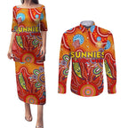 Personalised Sunnies NAIDOC Week 2024 Couples Matching Puletasi and Long Sleeve Button Shirt Aussie Aboriginal Art