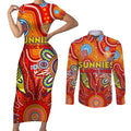 Personalised Sunnies NAIDOC Week 2024 Couples Matching Short Sleeve Bodycon Dress and Long Sleeve Button Shirt Aussie Aboriginal Art