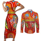 Personalised Sunnies NAIDOC Week 2024 Couples Matching Short Sleeve Bodycon Dress and Long Sleeve Button Shirt Aussie Aboriginal Art