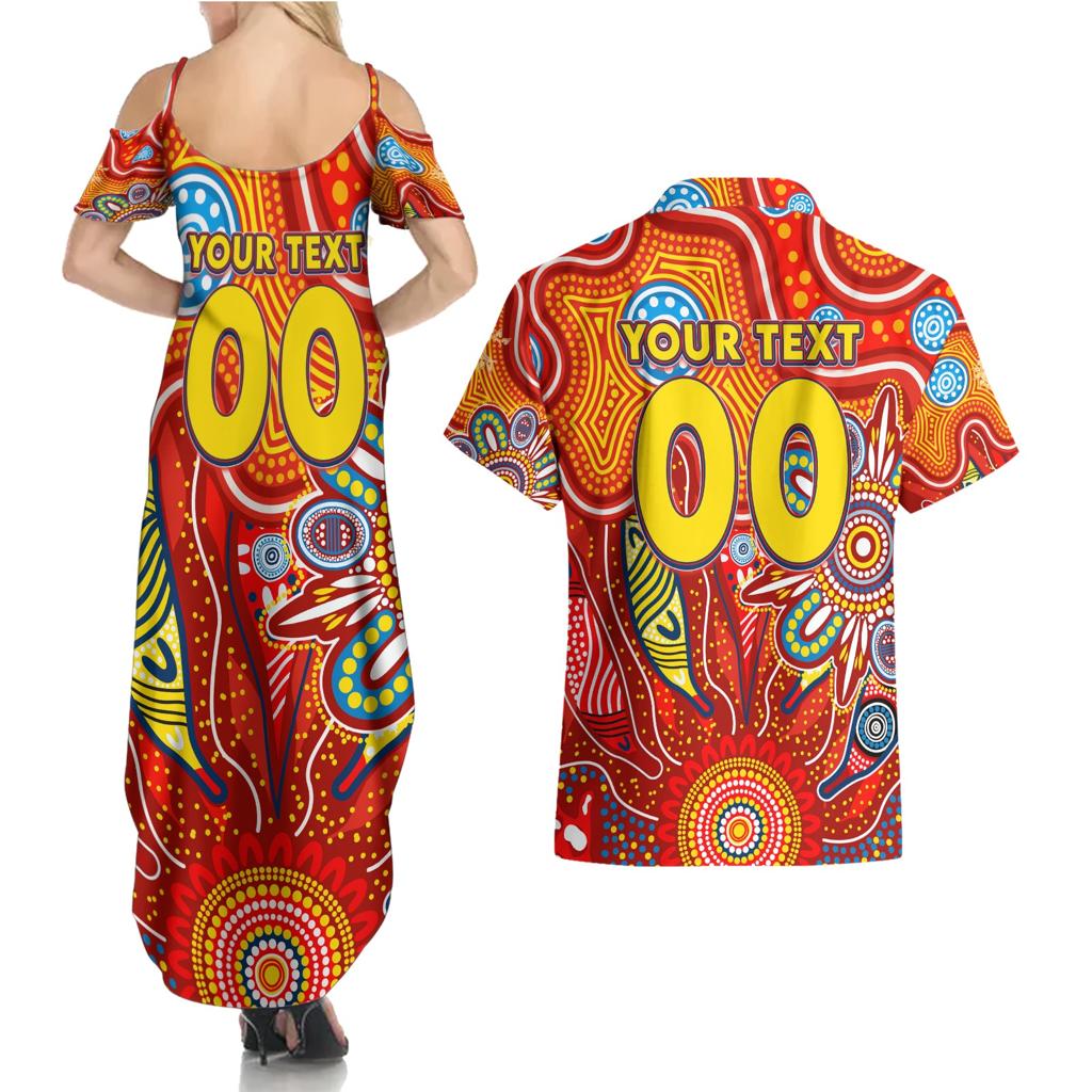 Personalised Sunnies NAIDOC Week 2024 Couples Matching Summer Maxi Dress and Hawaiian Shirt Aussie Aboriginal Art