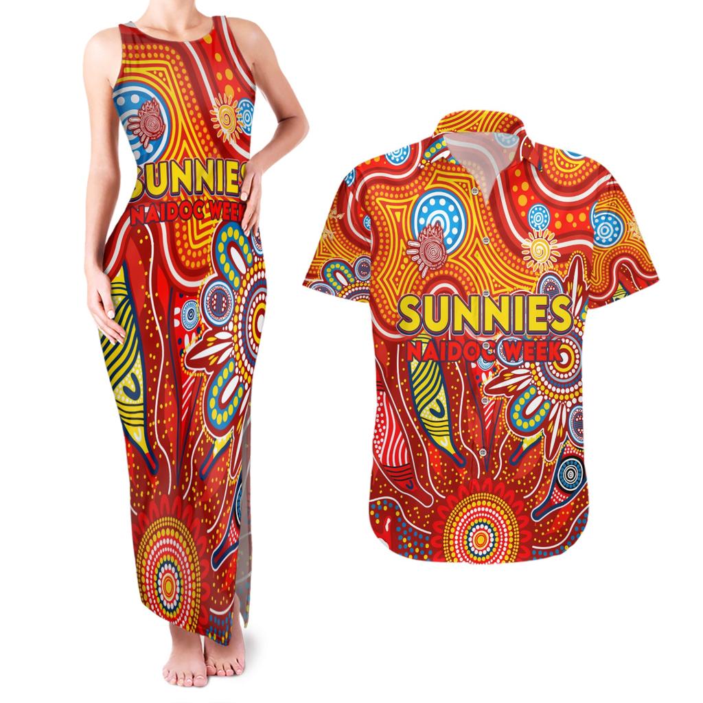 Personalised Sunnies NAIDOC Week 2024 Couples Matching Tank Maxi Dress and Hawaiian Shirt Aussie Aboriginal Art