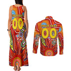 Personalised Sunnies NAIDOC Week 2024 Couples Matching Tank Maxi Dress and Long Sleeve Button Shirt Aussie Aboriginal Art