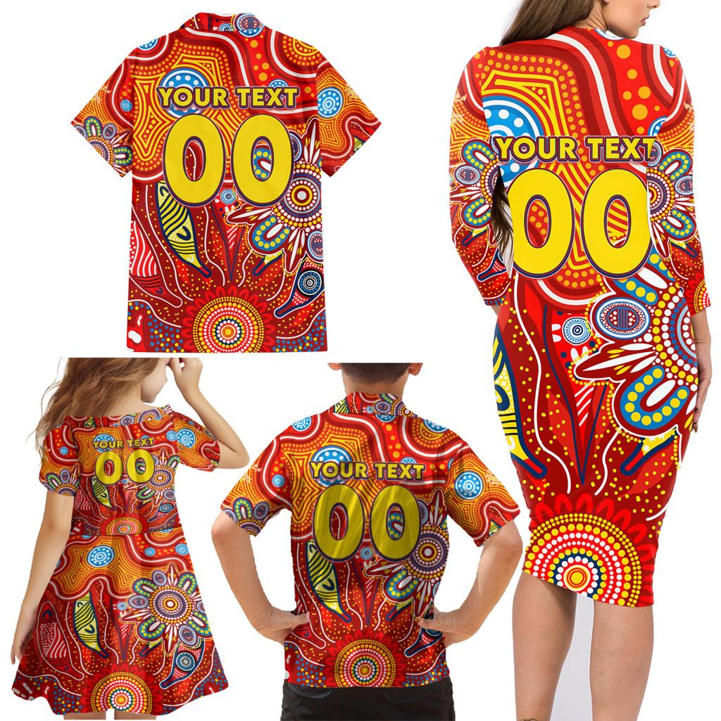 Personalised Sunnies NAIDOC Week 2024 Family Matching Long Sleeve Bodycon Dress and Hawaiian Shirt Aussie Aboriginal Art