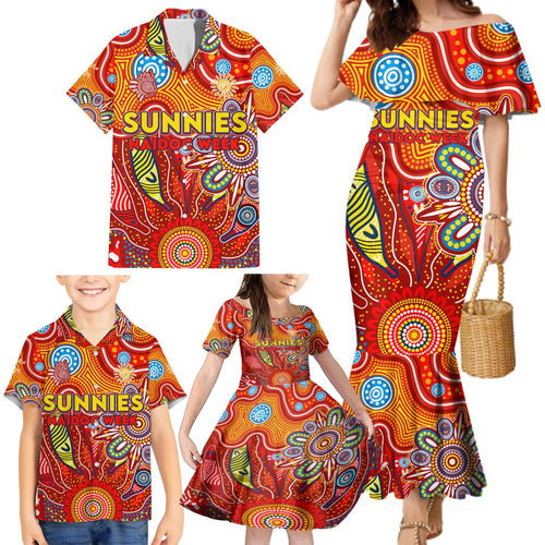 Personalised Sunnies NAIDOC Week 2024 Family Matching Mermaid Dress and Hawaiian Shirt Aussie Aboriginal Art