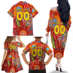 Personalised Sunnies NAIDOC Week 2024 Family Matching Off The Shoulder Long Sleeve Dress and Hawaiian Shirt Aussie Aboriginal Art