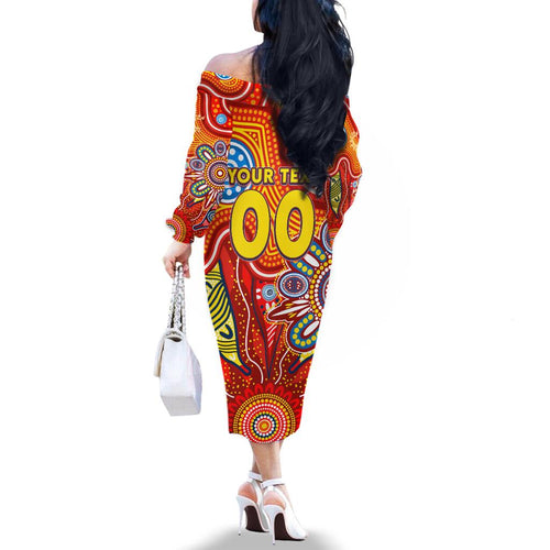 Personalised Sunnies NAIDOC Week 2024 Family Matching Off The Shoulder Long Sleeve Dress and Hawaiian Shirt Aussie Aboriginal Art