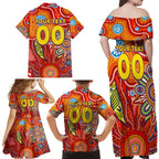 Personalised Sunnies NAIDOC Week 2024 Family Matching Off Shoulder Maxi Dress and Hawaiian Shirt Aussie Aboriginal Art
