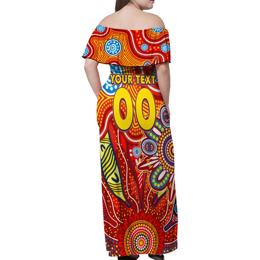 Personalised Sunnies NAIDOC Week 2024 Family Matching Off Shoulder Maxi Dress and Hawaiian Shirt Aussie Aboriginal Art