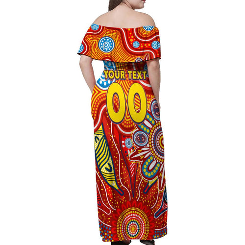 Personalised Sunnies NAIDOC Week 2024 Family Matching Off Shoulder Maxi Dress and Hawaiian Shirt Aussie Aboriginal Art