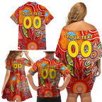 Personalised Sunnies NAIDOC Week 2024 Family Matching Off Shoulder Short Dress and Hawaiian Shirt Aussie Aboriginal Art