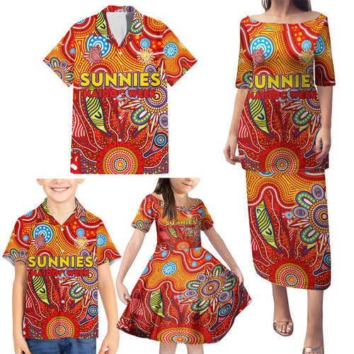 Personalised Sunnies NAIDOC Week 2024 Family Matching Puletasi and Hawaiian Shirt Aussie Aboriginal Art