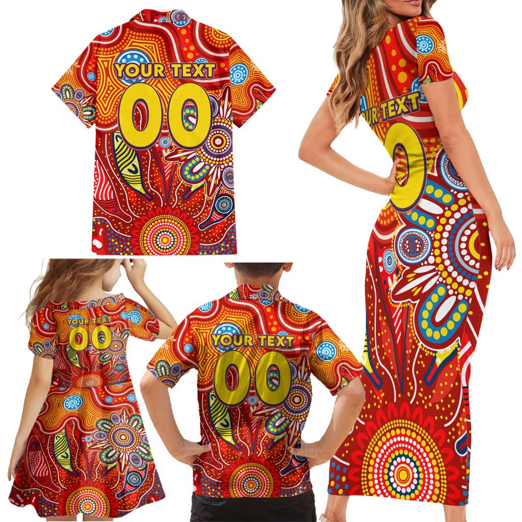 Personalised Sunnies NAIDOC Week 2024 Family Matching Short Sleeve Bodycon Dress and Hawaiian Shirt Aussie Aboriginal Art