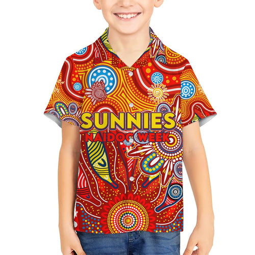 Personalised Sunnies NAIDOC Week 2024 Family Matching Short Sleeve Bodycon Dress and Hawaiian Shirt Aussie Aboriginal Art