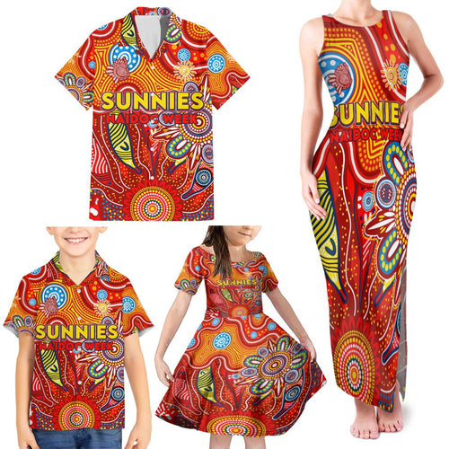 Personalised Sunnies NAIDOC Week 2024 Family Matching Tank Maxi Dress and Hawaiian Shirt Aussie Aboriginal Art