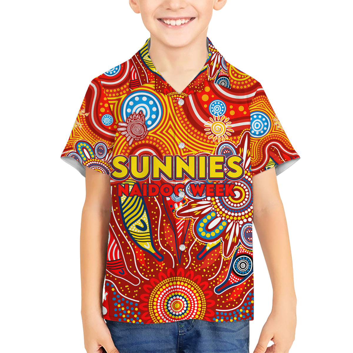 Personalised Sunnies NAIDOC Week 2024 Kid Hawaiian Shirt Aussie Aboriginal Art