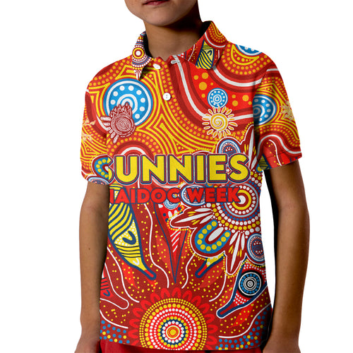 Personalised Sunnies NAIDOC Week 2024 Kid Polo Shirt Aussie Aboriginal Art