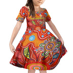 Personalised Sunnies NAIDOC Week 2024 Kid Short Sleeve Dress Aussie Aboriginal Art