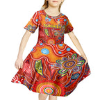 Personalised Sunnies NAIDOC Week 2024 Kid Short Sleeve Dress Aussie Aboriginal Art