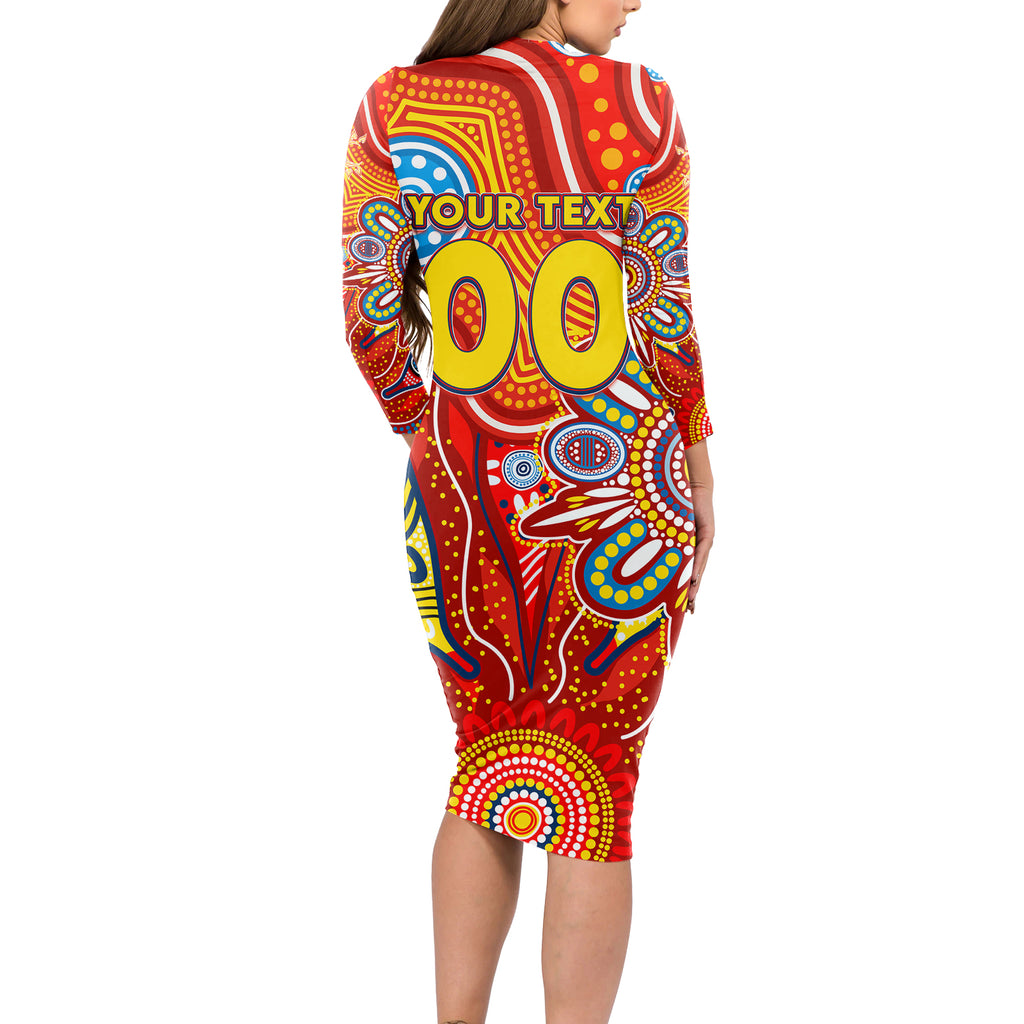 Personalised Sunnies NAIDOC Week 2024 Long Sleeve Bodycon Dress Aussie Aboriginal Art