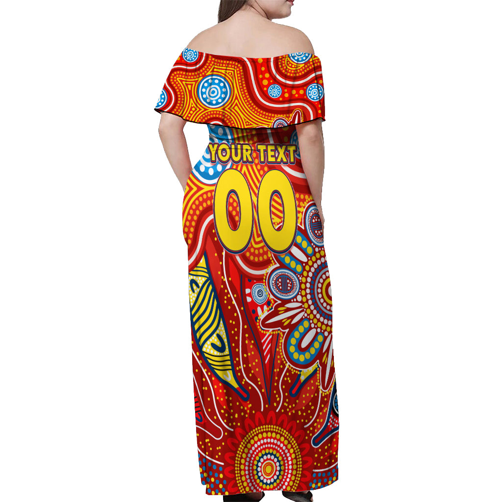 Personalised Sunnies NAIDOC Week 2024 Off Shoulder Maxi Dress Aussie Aboriginal Art