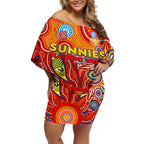 Personalised Sunnies NAIDOC Week 2024 Off Shoulder Short Dress Aussie Aboriginal Art