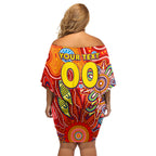 Personalised Sunnies NAIDOC Week 2024 Off Shoulder Short Dress Aussie Aboriginal Art
