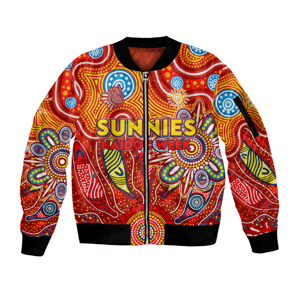 Personalised Sunnies NAIDOC Week 2024 Sleeve Zip Bomber Jacket Aussie Aboriginal Art