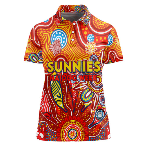 Personalised Sunnies NAIDOC Week 2024 Women Polo Shirt Aussie Aboriginal Art