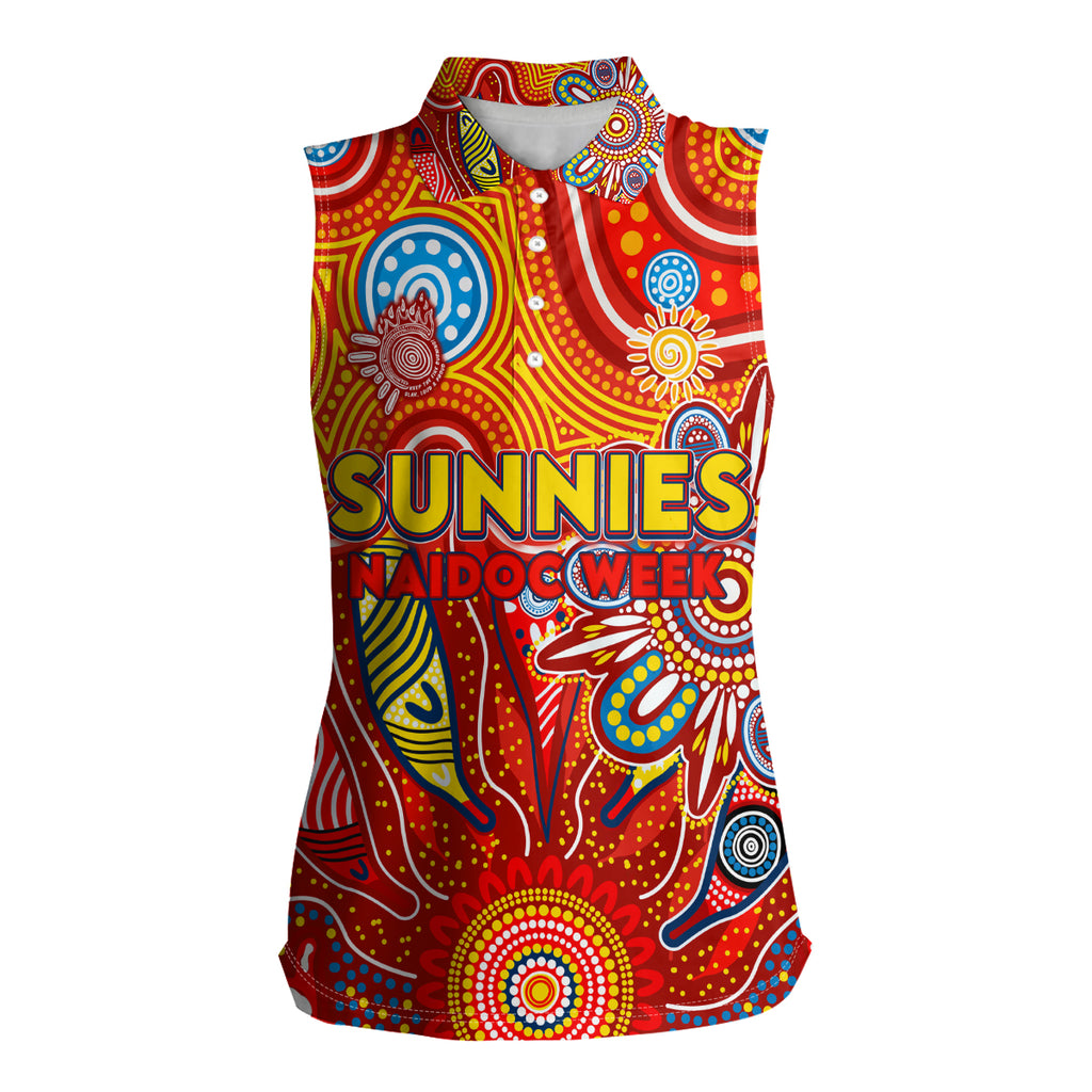 Personalised Sunnies NAIDOC Week 2024 Women Sleeveless Polo Shirt Aussie Aboriginal Art