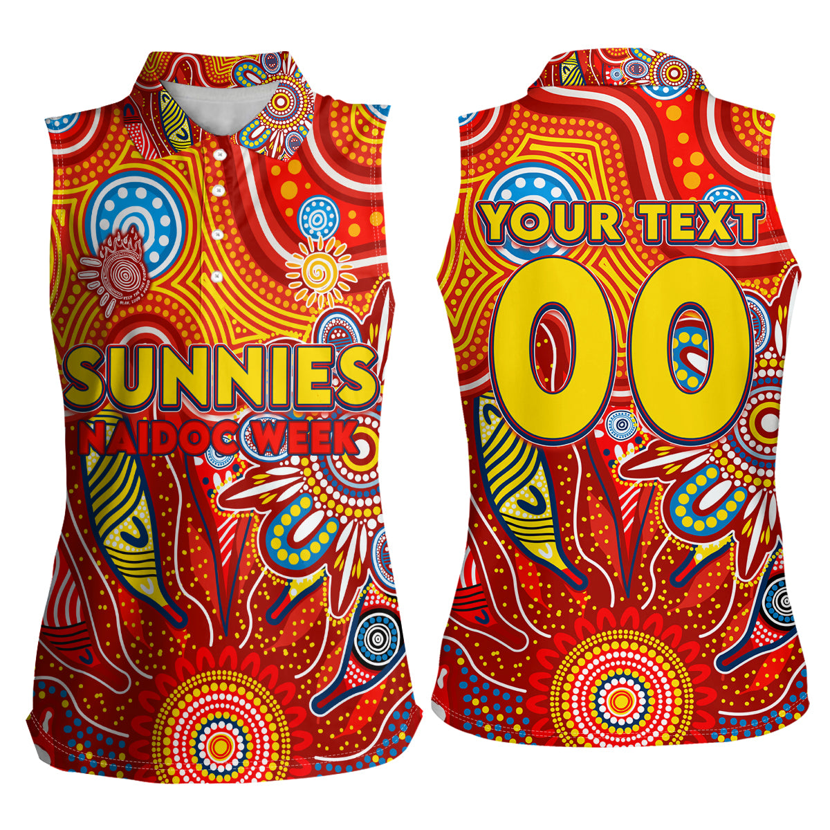 Personalised Sunnies NAIDOC Week 2024 Women Sleeveless Polo Shirt Aussie Aboriginal Art