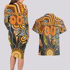 Personalised Giants NAIDOC Week 2024 Couples Matching Long Sleeve Bodycon Dress and Hawaiian Shirt Aussie Aboriginal Art