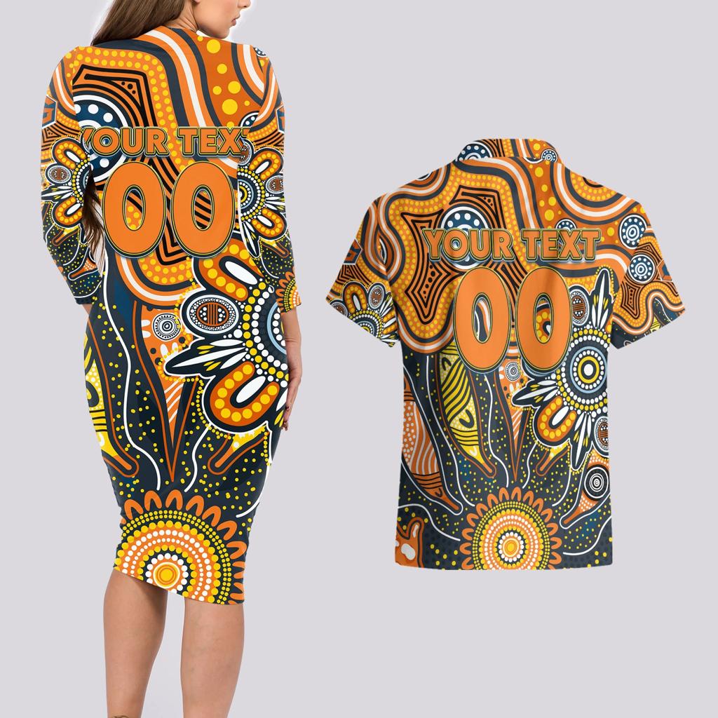 Personalised Giants NAIDOC Week 2024 Couples Matching Long Sleeve Bodycon Dress and Hawaiian Shirt Aussie Aboriginal Art