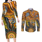 Personalised Giants NAIDOC Week 2024 Couples Matching Long Sleeve Bodycon Dress and Long Sleeve Button Shirt Aussie Aboriginal Art