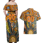 Personalised Giants NAIDOC Week 2024 Couples Matching Off Shoulder Maxi Dress and Hawaiian Shirt Aussie Aboriginal Art