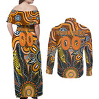 Personalised Giants NAIDOC Week 2024 Couples Matching Off Shoulder Maxi Dress and Long Sleeve Button Shirt Aussie Aboriginal Art