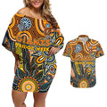 Personalised Giants NAIDOC Week 2024 Couples Matching Off Shoulder Short Dress and Hawaiian Shirt Aussie Aboriginal Art