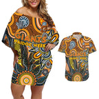 Personalised Giants NAIDOC Week 2024 Couples Matching Off Shoulder Short Dress and Hawaiian Shirt Aussie Aboriginal Art