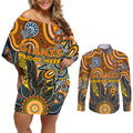 Personalised Giants NAIDOC Week 2024 Couples Matching Off Shoulder Short Dress and Long Sleeve Button Shirt Aussie Aboriginal Art
