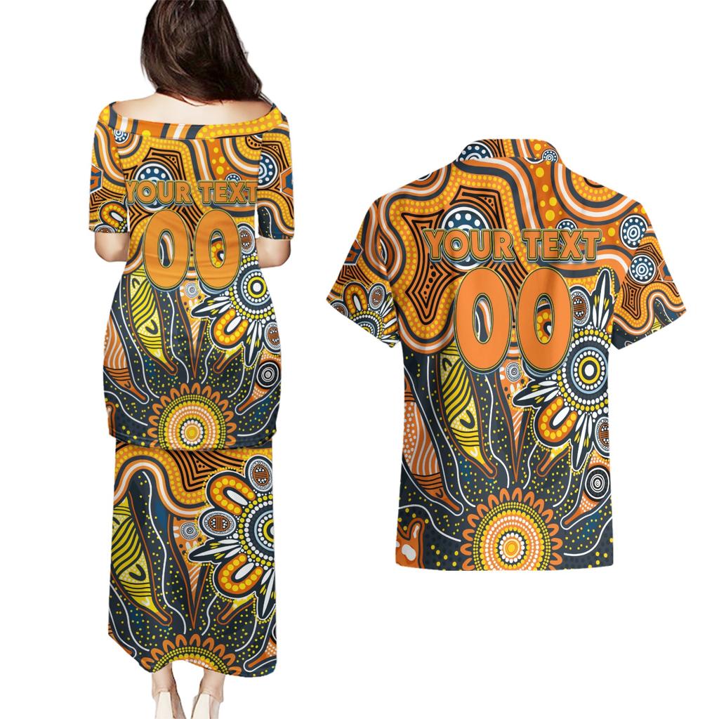 Personalised Giants NAIDOC Week 2024 Couples Matching Puletasi and Hawaiian Shirt Aussie Aboriginal Art