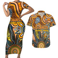 Personalised Giants NAIDOC Week 2024 Couples Matching Short Sleeve Bodycon Dress and Hawaiian Shirt Aussie Aboriginal Art