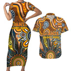 Personalised Giants NAIDOC Week 2024 Couples Matching Short Sleeve Bodycon Dress and Hawaiian Shirt Aussie Aboriginal Art