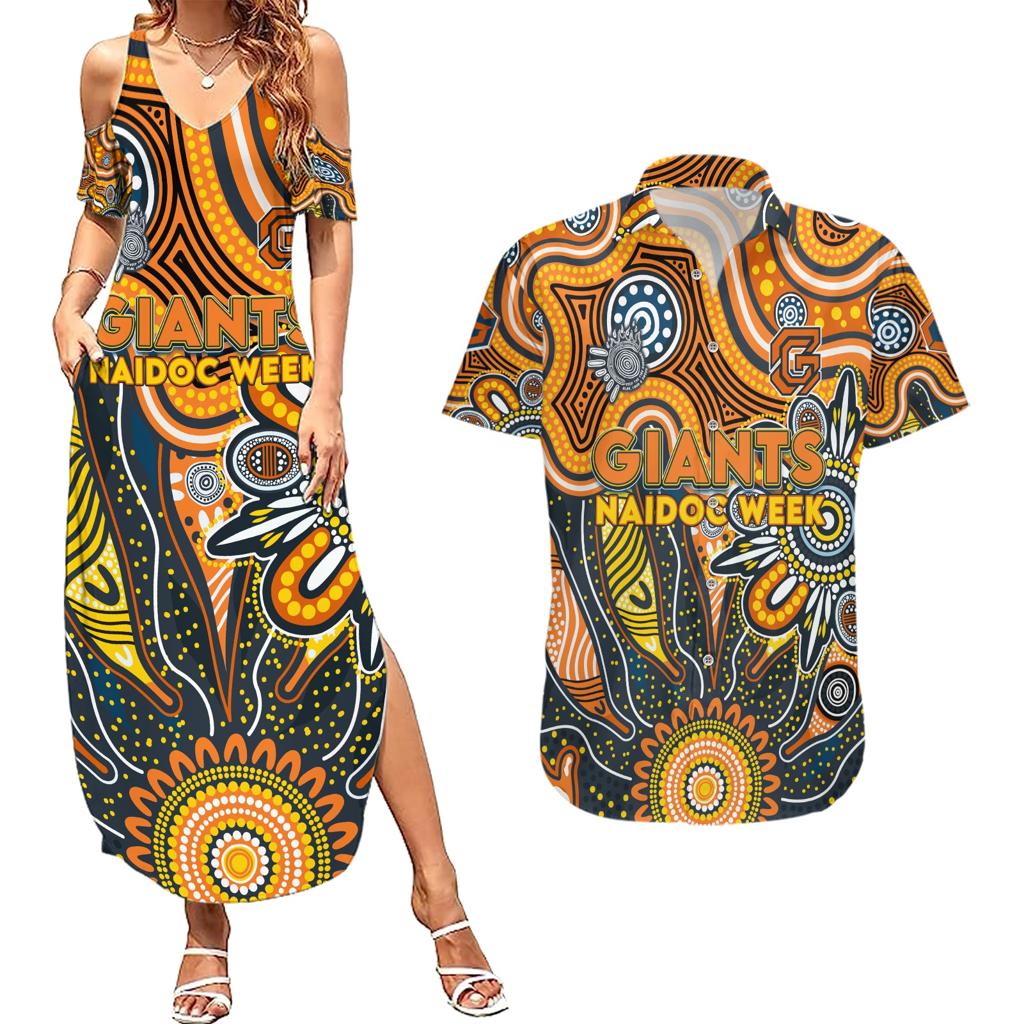 Personalised Giants NAIDOC Week 2024 Couples Matching Summer Maxi Dress and Hawaiian Shirt Aussie Aboriginal Art