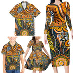 Personalised Giants NAIDOC Week 2024 Family Matching Long Sleeve Bodycon Dress and Hawaiian Shirt Aussie Aboriginal Art