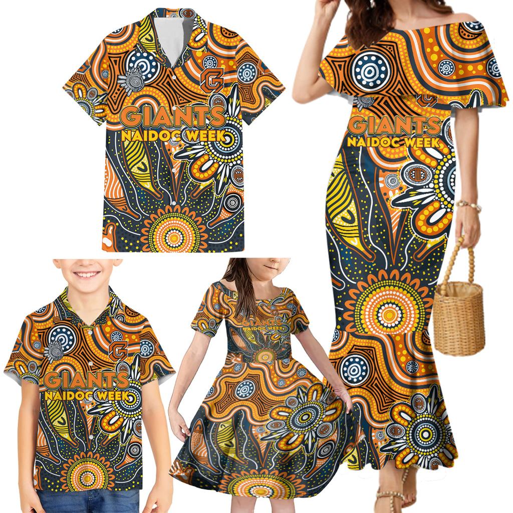 Personalised Giants NAIDOC Week 2024 Family Matching Mermaid Dress and Hawaiian Shirt Aussie Aboriginal Art