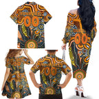 Personalised Giants NAIDOC Week 2024 Family Matching Off The Shoulder Long Sleeve Dress and Hawaiian Shirt Aussie Aboriginal Art