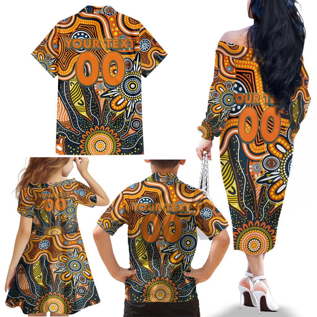 Personalised Giants NAIDOC Week 2024 Family Matching Off The Shoulder Long Sleeve Dress and Hawaiian Shirt Aussie Aboriginal Art